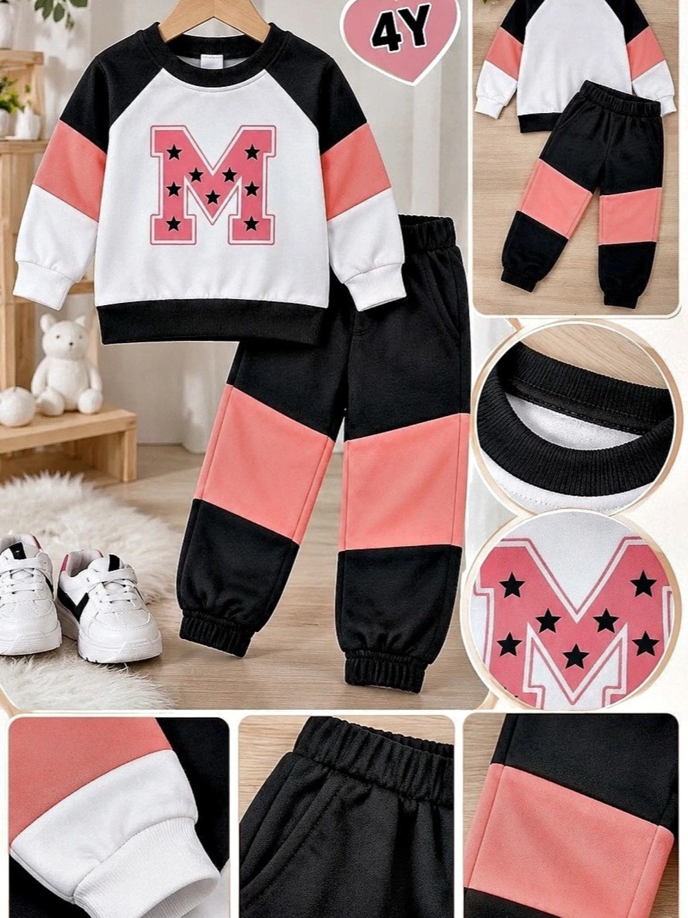 Boys Letter & Star Print Crew Neck Sweatshirt & Sweatpants 2 Pieces Set